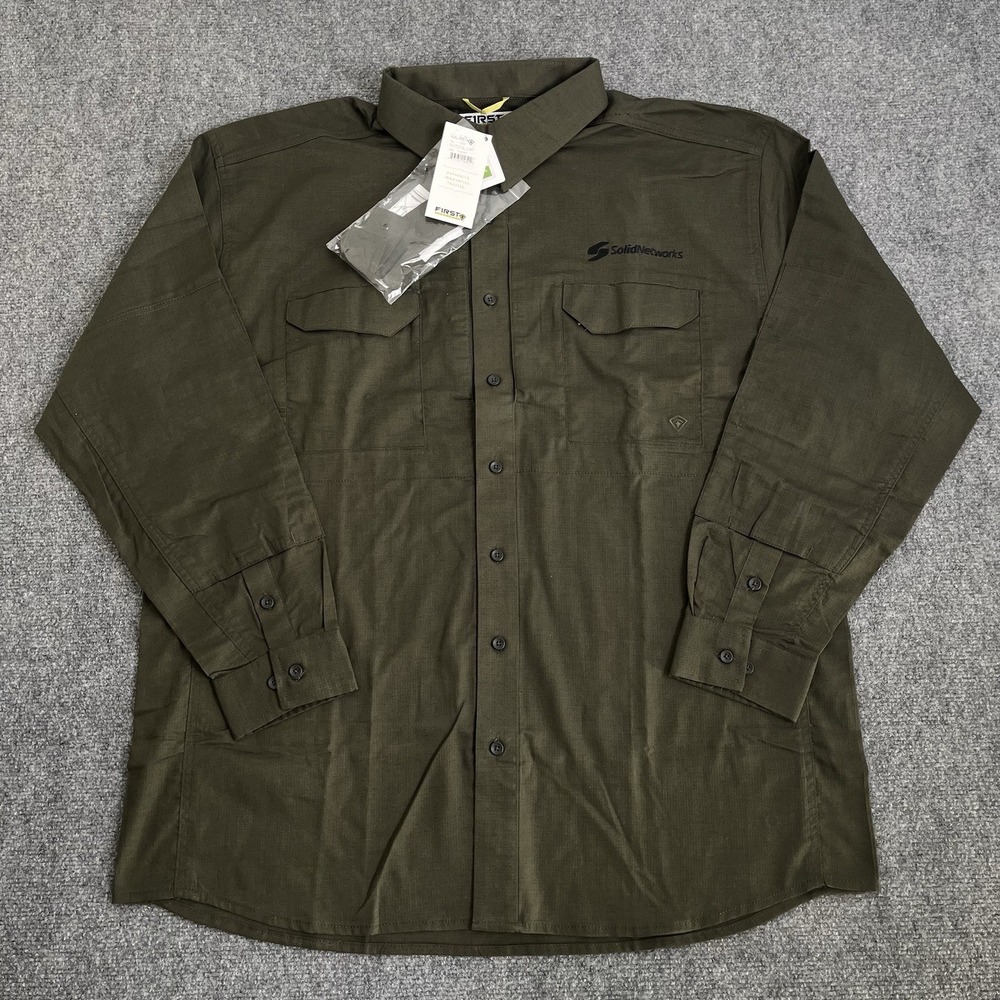First Tactical Shirt Mens 2XL Green V2 Long Sleeve Uniform Teflon Tactical NWT